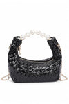 Pearl Handle Metallic Small Convertible Clutch Bag - KOKOTETE