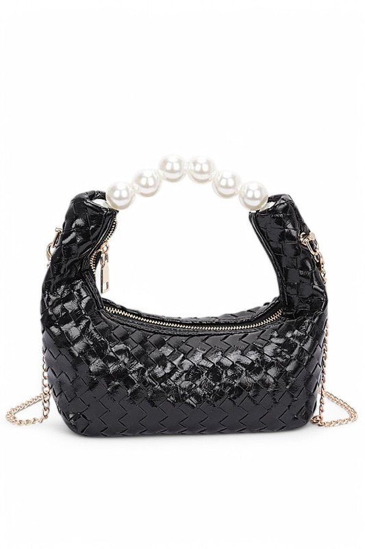 Pearl Handle Metallic Small Convertible Clutch Bag - KOKOTETE
