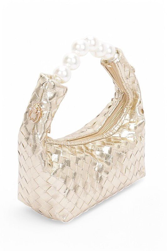 Pearl Handle Metallic Small Convertible Clutch Bag - KOKOTETE
