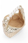 Pearl Handle Metallic Small Convertible Clutch Bag - KOKOTETE