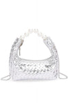 Pearl Handle Metallic Small Convertible Clutch Bag - KOKOTETE