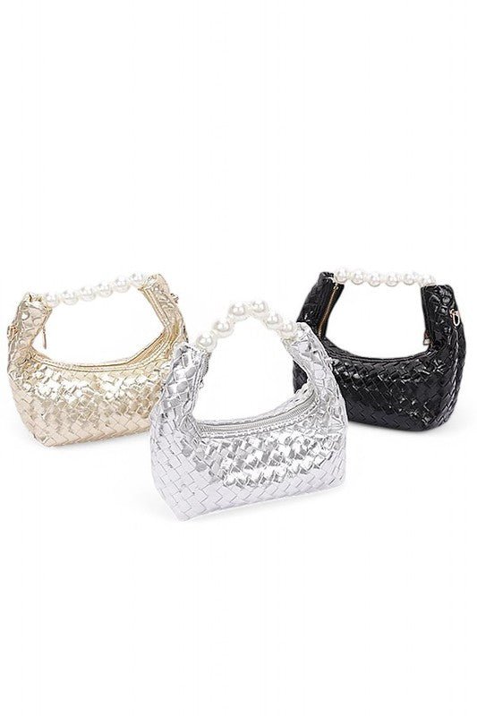 Pearl Handle Metallic Small Convertible Clutch Bag - KOKOTETE