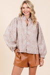 Plus Paisley Eyelet Laced Button - Up Blouse - KOKOTETE
