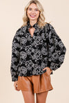 Plus Paisley Eyelet Laced Button - Up Blouse - KOKOTETE