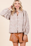 Plus Paisley Eyelet Laced Button - Up Blouse - KOKOTETE