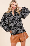 Plus Paisley Eyelet Laced Button - Up Blouse - KOKOTETE