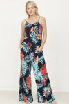 Plus Tropical Spaghetti Strap Jumpsuit - KOKOTETE