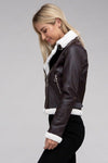 Plush Teddy Trimmed PU Jacket - KOKOTETE