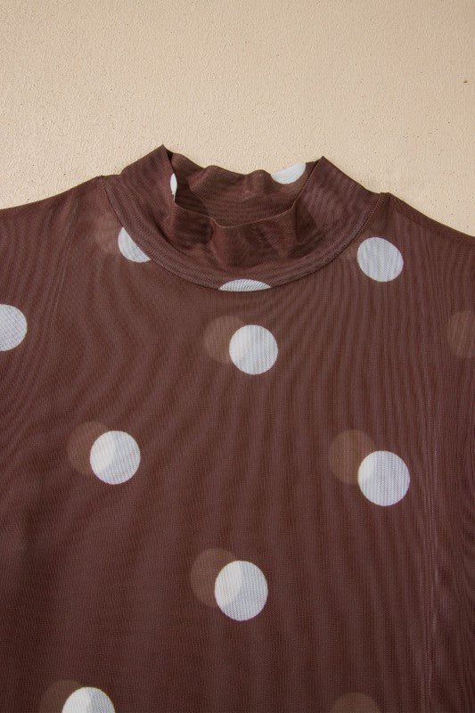 Polka Dot Mesh Long Sleeve Bodysuit - KOKOTETE