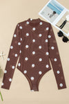 Polka Dot Mesh Long Sleeve Bodysuit - KOKOTETE