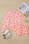 Polka Dot Pullover and Drawstring Shorts Set - KOKOTETE