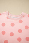 Polka Dot Pullover and Drawstring Shorts Set - KOKOTETE