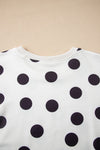 Polka Dot Pullover and Drawstring Shorts Set - KOKOTETE