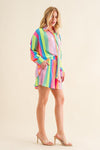 Press Pleated Rainbow Shirt with Matching Shorts - KOKOTETE