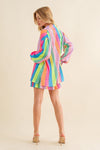 Press Pleated Rainbow Shirt with Matching Shorts - KOKOTETE