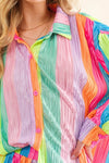 Press Pleated Rainbow Shirt with Matching Shorts - KOKOTETE