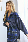 Printed Button Down Long Sleeve Jacket - KOKOTETE