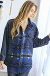 Printed Button Down Long Sleeve Jacket - KOKOTETE