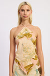 PRINTED HALTER SCARF TOP - KOKOTETE