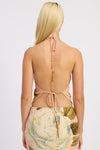 PRINTED HALTER SCARF TOP - KOKOTETE