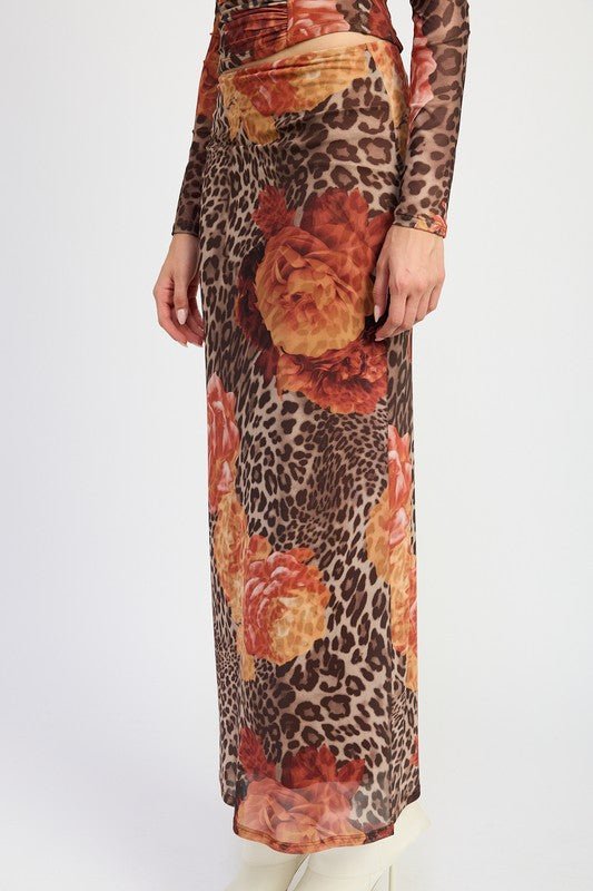 PRINTED LEOPARD MAXI SKIRT - KOKOTETE