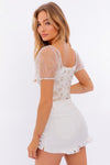 Puff Sleeve Embroidered Mesh Bodysuit - KOKOTETE