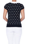 Puffed Cap Sleeve Polka Dot Jacquard Sweater - KOKOTETE