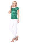 Puffed Cap Sleeve Polka Dot Jacquard Sweater - KOKOTETE