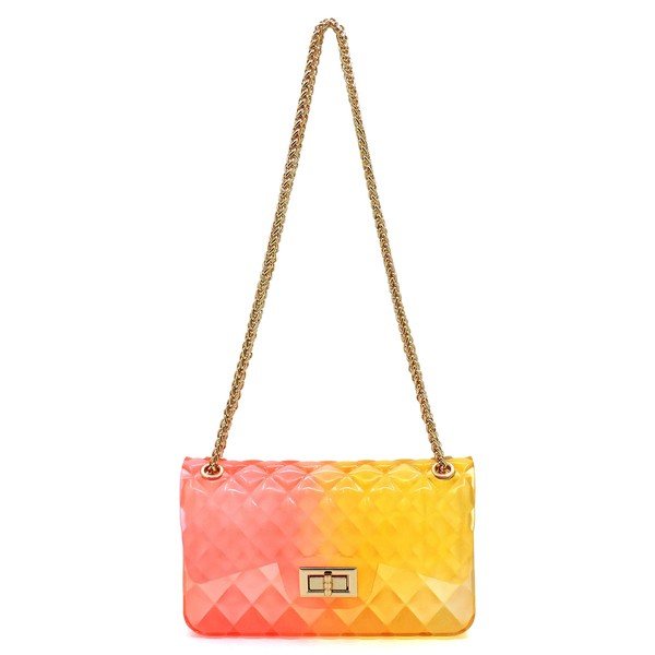 Quilt Embossed Multi Color Jelly Shoulder Bag - KOKOTETE