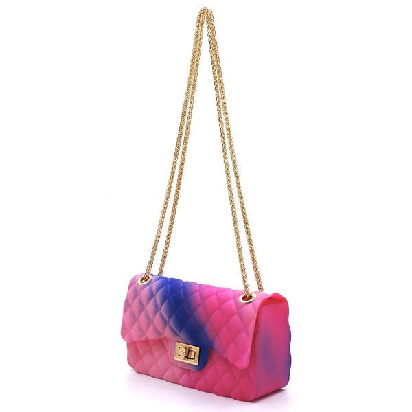 Quilt Embossed Multi Color Jelly Shoulder Bag - KOKOTETE