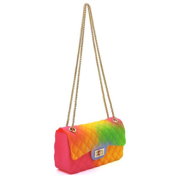 Quilt Embossed Multi Color Jelly Shoulder Bag - KOKOTETE