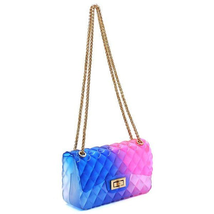 Quilt Embossed Multi Color Jelly Shoulder Bag - KOKOTETE