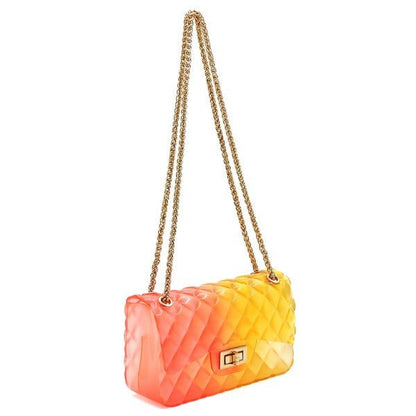 Quilt Embossed Multi Color Jelly Shoulder Bag - KOKOTETE