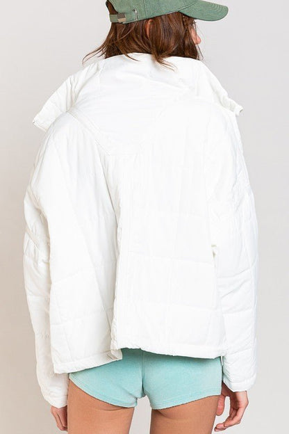 Quilted With Zipper Closure Jacket - KOKOTETE