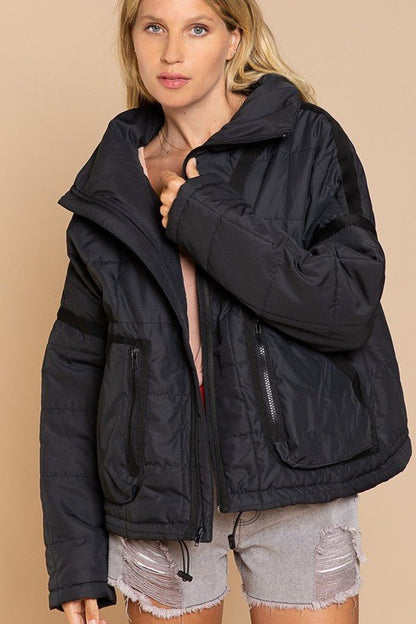 Quilted With Zipper Closure Jacket - KOKOTETE