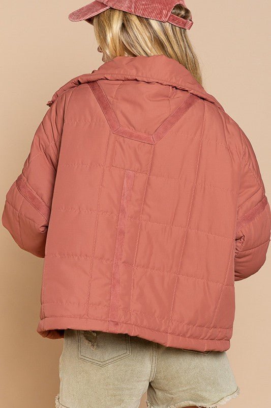 Quilted With Zipper Closure Jacket - KOKOTETE