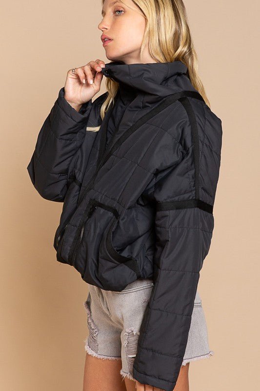 Quilted With Zipper Closure Jacket - KOKOTETE