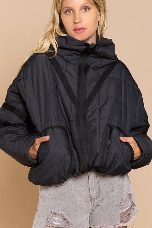 Quilted With Zipper Closure Jacket - KOKOTETE