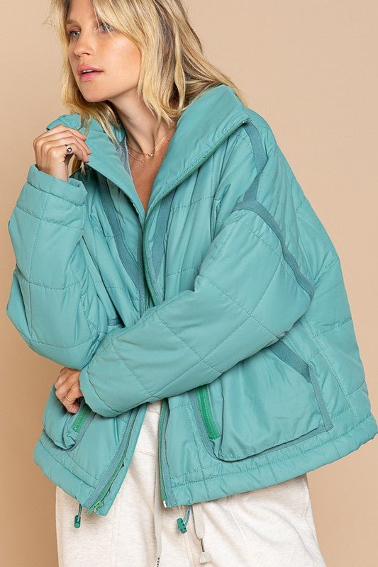 Quilted With Zipper Closure Jacket - KOKOTETE