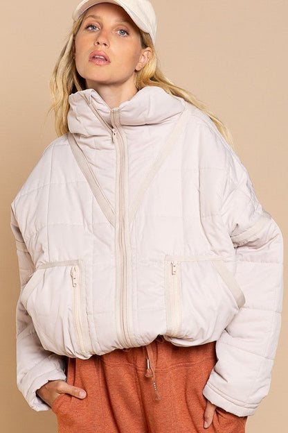 Quilted With Zipper Closure Jacket - KOKOTETE