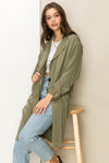 Right Round Button Front Oversized Coat - KOKOTETE