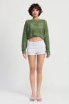 ROUND NECK KNITTED CROP SWEATER TOP - KOKOTETE