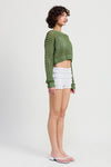 ROUND NECK KNITTED CROP SWEATER TOP - KOKOTETE