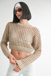 ROUND NECK KNITTED CROP SWEATER TOP - KOKOTETE