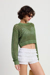 ROUND NECK KNITTED CROP SWEATER TOP - KOKOTETE