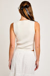 Satin Bow Detail Sleeveless Sweater Top - KOKOTETE