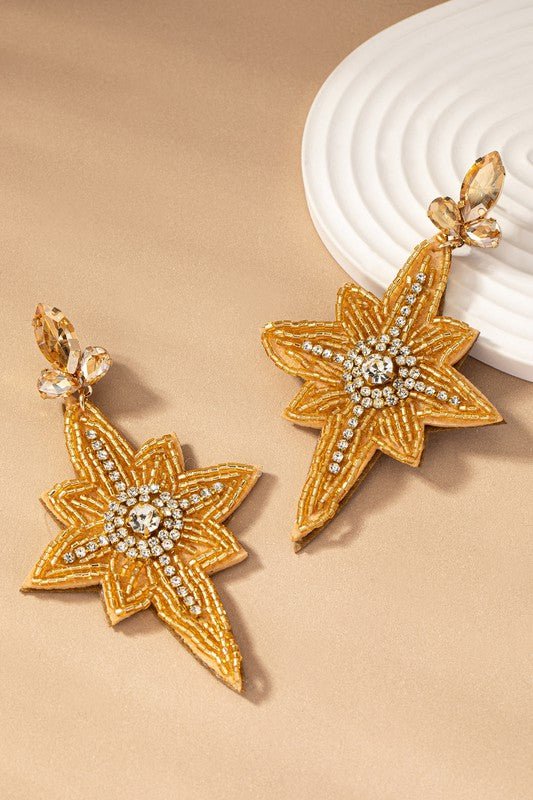 seed bead Christmas star drop earrings - KOKOTETE