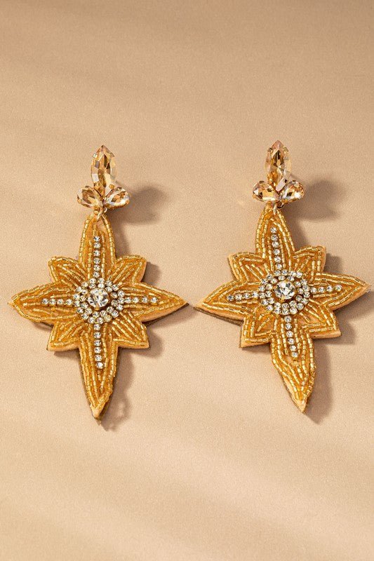 seed bead Christmas star drop earrings - KOKOTETE