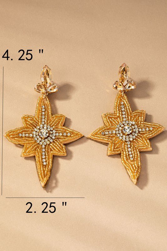 seed bead Christmas star drop earrings - KOKOTETE