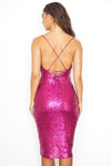 Sequin Cowl Front Bodycon Dress - KOKOTETE